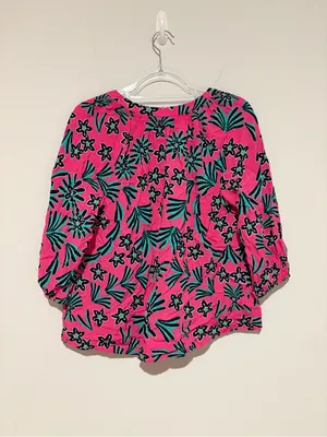 Crown & Ivy floral notch neck blouse‎ pink blue size large thumbnail 2
