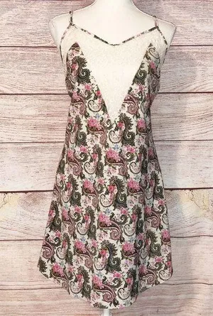 Vintage Victoria Secret Gold Label Paisley Slip Nightie Size L thumbnail 1
