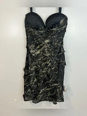 NWT Asos Satin Corset Textrued Asymmetric Grunge Floral Print Mini Dress Size 8 thumbnail 3