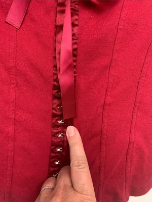 Moda International size large Women's Red Satin-Trim Sleeveless Top corset y2k thumbnail 4