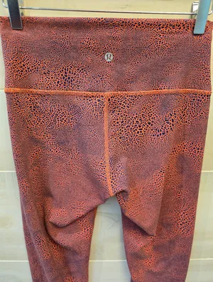 {8} Lululemon Wunder Under Train HR Crop Crackle Glaze Vintage Orange Larkspur thumbnail 9