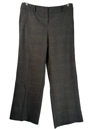 New York & Company Brown Plaid Wide Leg Stretch Trousers Pants 12 Petite thumbnail 1