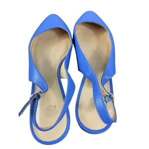 Talbots Blue Leather Slingback Flats Womens 7.5M Pointed Toe Low Block Heal thumbnail 5