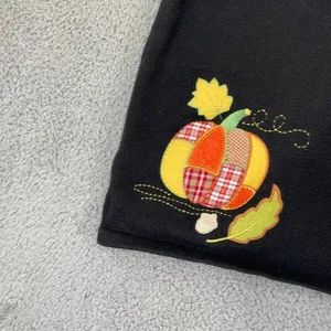 Breckenridge Sweater Vest Women L Black Pumpkin Fall Leaves Autumn Sleeveless thumbnail 6