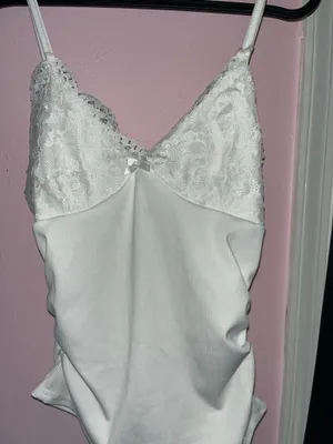 White Lace Trim Cami Top thumbnail 2