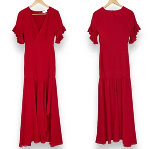 Revolve Dress Privacy‎ Please Red Lobster Asymmetrical Sz XS Ruffle Gown NO BELT thumbnail 3
