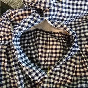 Draper James Women’s Gingham Puff Sleeve Peplum Top Blue White Blouse Size L thumbnail 3