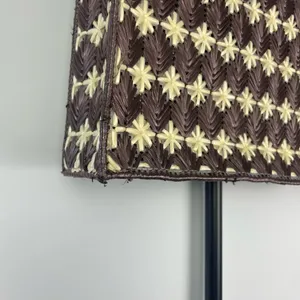 Rectangle Brown Star Flower Woven Box Tiki Beach Straw Structured Handbag‎ thumbnail 5