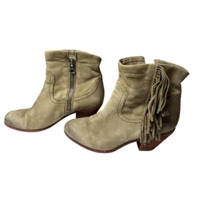 Sam Edelman Louie Olive Leather Fringe Western Ankle Boots Women's 10 thumbnail 2
