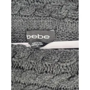 Bebe Womens Sweater Charcoal Grey Cowl Neck Cable Knit Chunky Small thumbnail 4