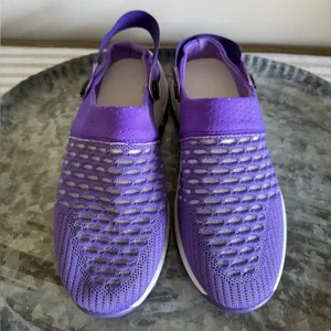 Women's Purple and White Open Heel Strap Mesh Shoe Size 37 aka 7 #260764 thumbnail 3