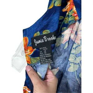 Vintage Jamie‎ Brooke 90s Blue Flower Print Maxi Dress Size 13 thumbnail 9
