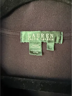 Lauren Ralph Lauren Black Cotton Long Sleeve Polo Shirt Size L thumbnail 3