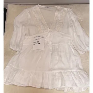 Baltic Born White Lace Trim V-Neck Tiered Mini Dress XL Boho Cottagecore thumbnail 6