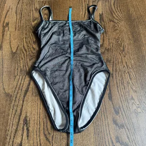 Oscar de la Renta Womens One Piece High Cut Leg Swim Suit Sheer Black Size Large thumbnail 8