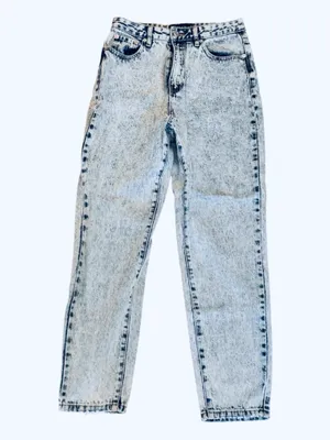 White Fox Straight Leg Denim Jeans Washed Blue M High Rise Waisted thumbnail 2