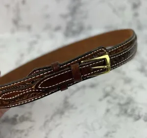 *Tony Lama Western Belt Size 30 Brown Tooled Leather Cowboy Cowgirl Ranchwear thumbnail 1