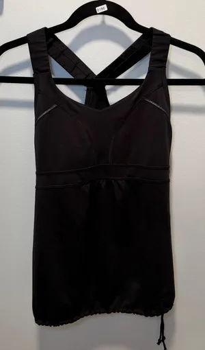 Athleta Tank Top Black Small Cross Back Shelf Bra Yoga Athleisure thumbnail 1