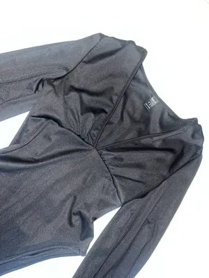 SheIn Black Long Sleeve Plunging Neck Bodysuit thumbnail 2