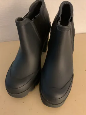Hunter women dark gray rubber plychelsea waterwheel boots US 7 thumbnail 5