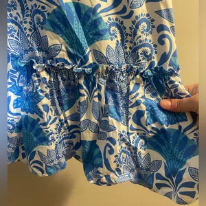 Women’s Sugarlips Biller Floral Stacie Button Down Mini Dress Blue Nautical M 🐟 thumbnail 7