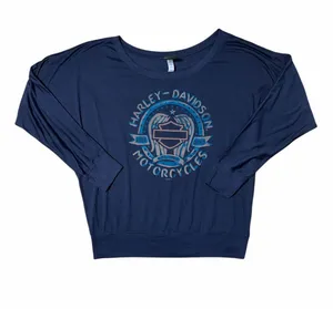Harley Davidson Navy Blue Embellished Washington DC Long Sleeve Top Womans XL thumbnail 1