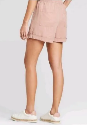 Universal Threads Mid Rise Drawstring Soft Flowy Short Blush Pink, Sz M thumbnail 2