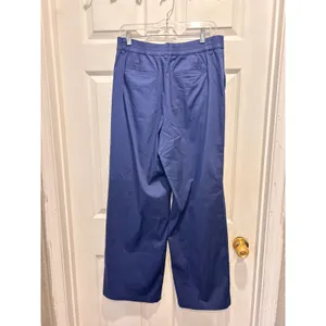 Lands End Womens Navy Blue Pleated Wide‎ Leg Chino Pants Sz 10 High Rise Stretch thumbnail 5