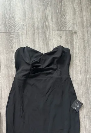 New Lulus Iconic Arrival Black Strapless Bustier Mermaid Maxi Dress XL MSRP $85 thumbnail 6