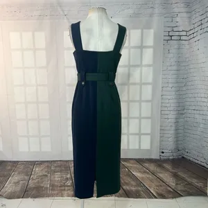 🔥5/$25 sale🔥 Green and Blue colorblock Sleeveless Midi Zip Up Dress Size Small thumbnail 5