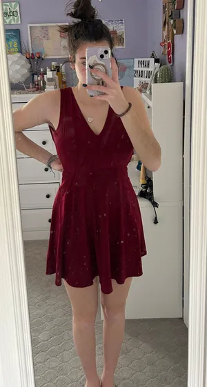 Lulus Dark Red Skater Dress thumbnail 1