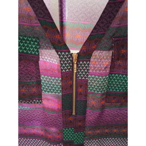 Candies Size XL Purple Multi Color Roll Tab Zip Front V-Neck Pocket Front Top thumbnail 3