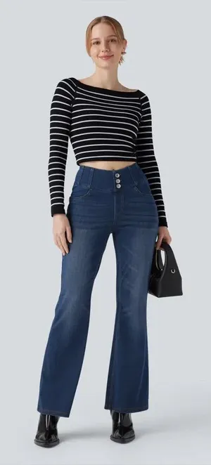 NWOT Halara Halara Flex™ High Waisted Bootcut Casual Jeans with Pockets ~ Large thumbnail 1