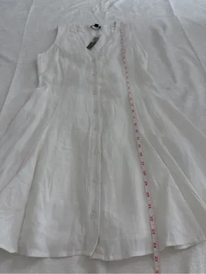 NWT J.Crew White 100% Linen Button Front Fit & Flare Dress Size 6 thumbnail 9