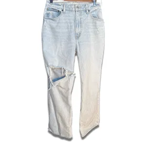 Abercrombie & Fitch 90s Relaxed High Rise Jeans Distressed Light Wash‎ 27 thumbnail 3