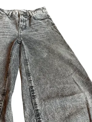 Pimkie Washed Black Denim Wide Leg Jeans High Waisted Classic Size 34 0-2 Womens thumbnail 6