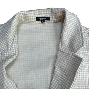 Wishlist‎ Size M Matching Blazer & Short Set Tan Cream Checkered Neutral Office thumbnail 3