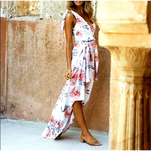 Sabo Skirt Nisha White Floral Strapless Wrap Dress XS thumbnail 2