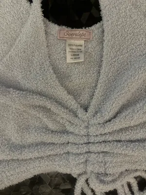 Light Baby Blue Fuzzy Crop Top & Shorts Matching Sleep Set - Women Intimates thumbnail 2