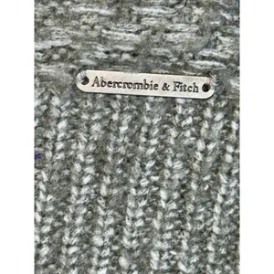 Abercrombie & Fitch Gray Wool Knit Open Front Long Sleeve Cardigan Sweater Sz L thumbnail 6