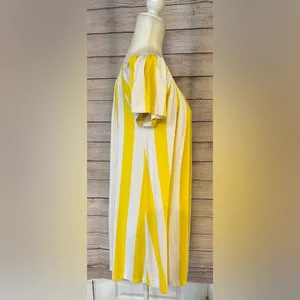ASOS Yellow and White Striped Short Sleeve Relaxed Fit Midi Dress size 4 thumbnail 3