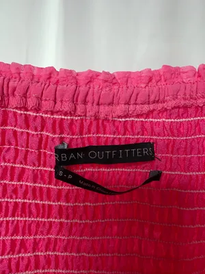 Urban Outfitters‎ Long Sleeve Smocked Bust Tiered Mini Dress in Pink Size Small thumbnail 3