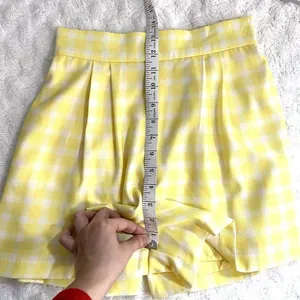 Anthropologie Hutch Yellow Gingham Pleated High Rise Preppy Dressy Shorts 2 thumbnail 8