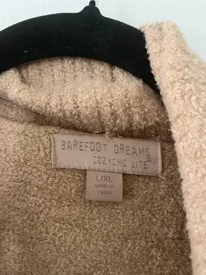Barefoot Dreams Cozy Cardigan Tan Beige Womens Large Soft Knit Lounge Cozy thumbnail 2