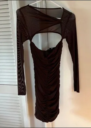 White Fox Chocolate Brown Been A Minute Mini Dress thumbnail 5