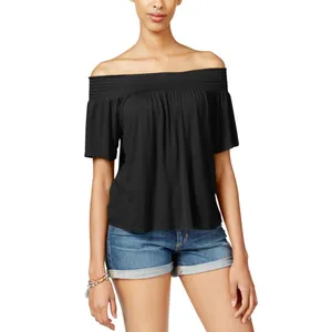 Ultra Flirt Juniors Off-The-Shoulder Peasant Top Black M thumbnail 5