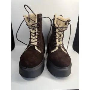 Steve Madden Jazmin faux fur-lined‎ suede lace-up side zip combat boots thumbnail 7