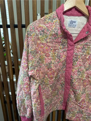 Vintage Snug Suit Floral Quilted Jacket Heritage Pink Calico Coat M thumbnail 4