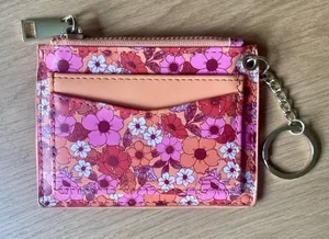 No Boundaries keychain zipper cardholder floral pink orange thumbnail 1