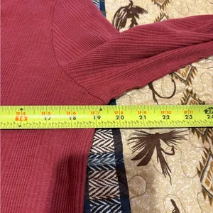 Aerie Long Sleeve Waffle Knit Henley Top (Magenta) Red women’s XL thumbnail 8